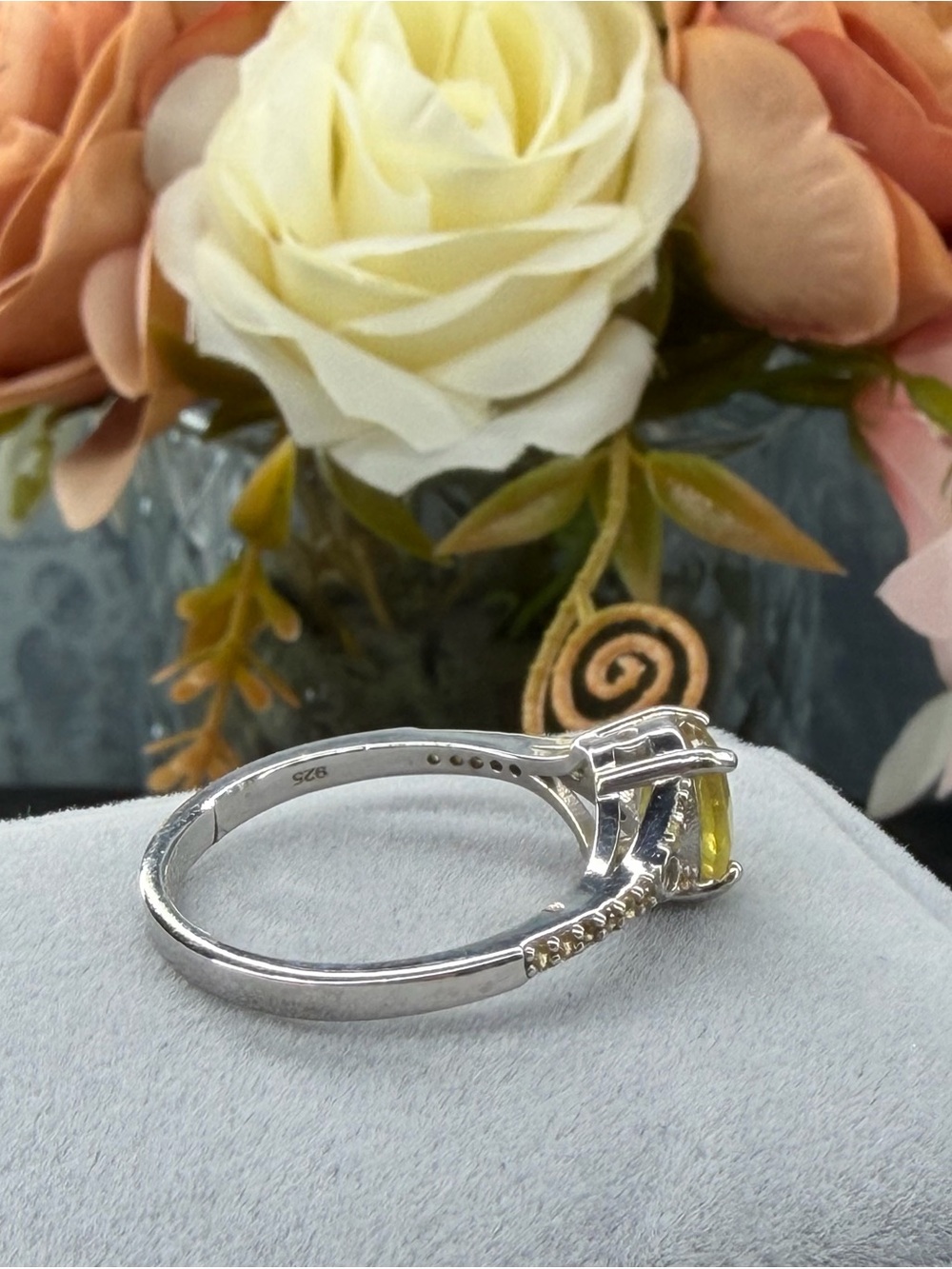 Stunning Natural 2CT Yellow Sapphire 925 Sterling Silver w/ 14K Gold Ring Sz 8 - Picture 8 of 14